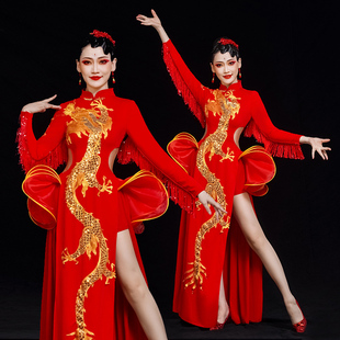 开场舞水鼓舞演出服现代舞蹈打腰鼓队服装女打鼓服表演服装中国鼓