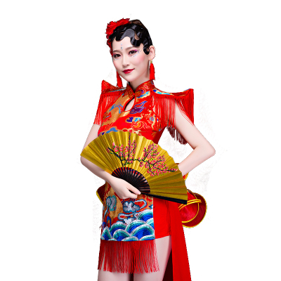 大气开场舞演出中国风飞扬打鼓服