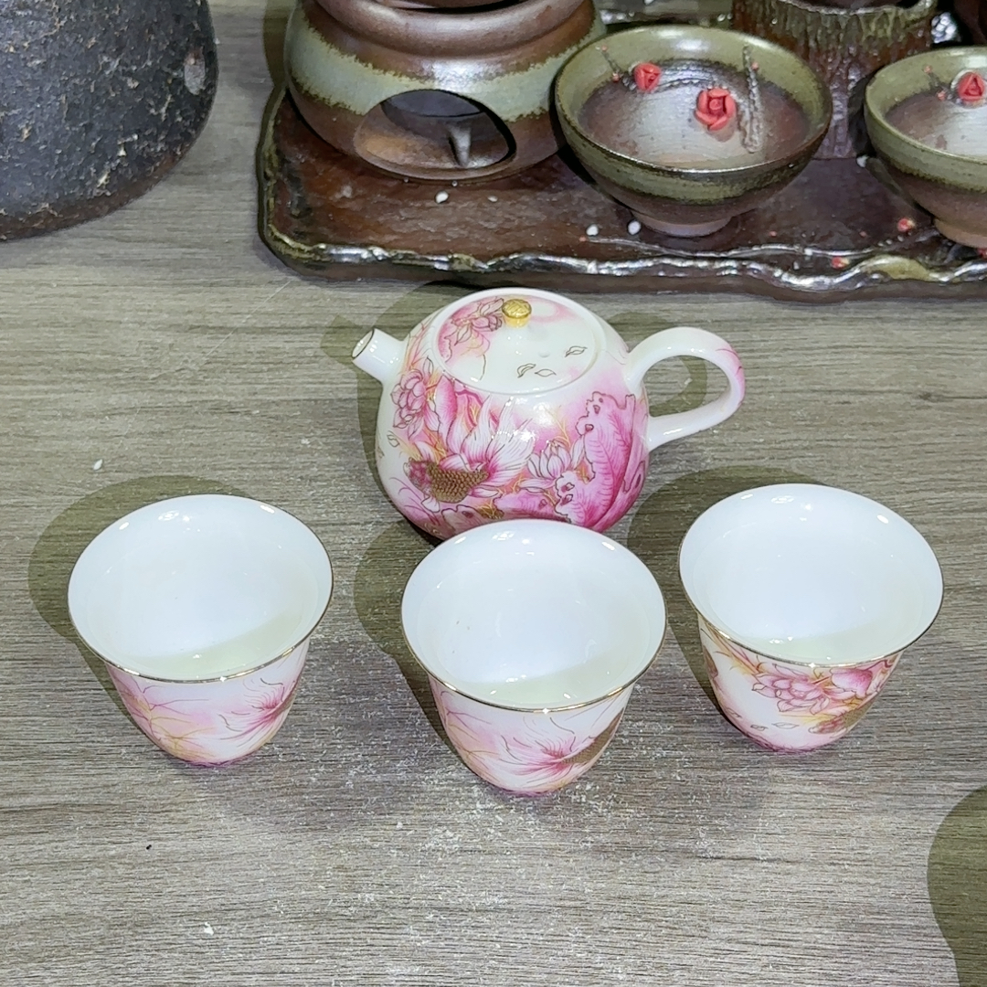 金玉满堂小泡茶壶带三个杯子