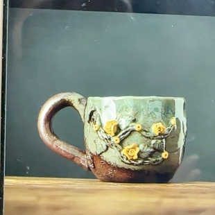 原矿老岩泥柴烧红莲花杯子