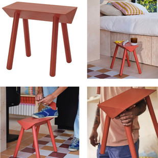 IKEA宜家国内代购奥姆延尔 凳子橙红色/着色限量款花架置物架