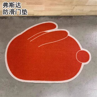 IKEA宜家弗斯达门垫红色兔子造型装饰喜庆防滑地垫春节喜庆款地毯