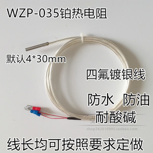 WZP 铂电阻PT100铂热电阻四氟镀银线防水探头 035进口德国贺利式