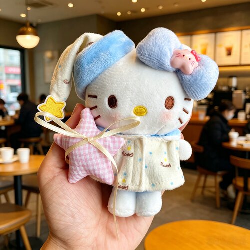 晚安睡衣Kitty包挂件可爱毛绒星星KT猫公仔书包钥匙扣少女心礼物