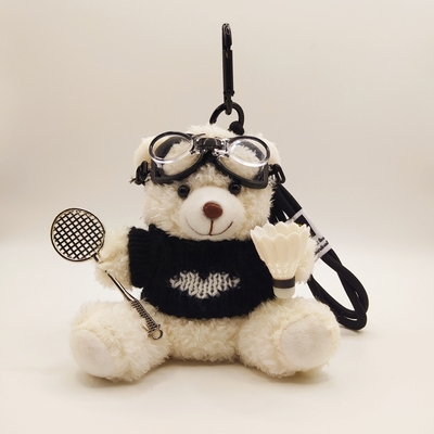 小众设计羽毛球公仔包包挂件害羞小熊玩偶书包背包挂饰情侣小礼物