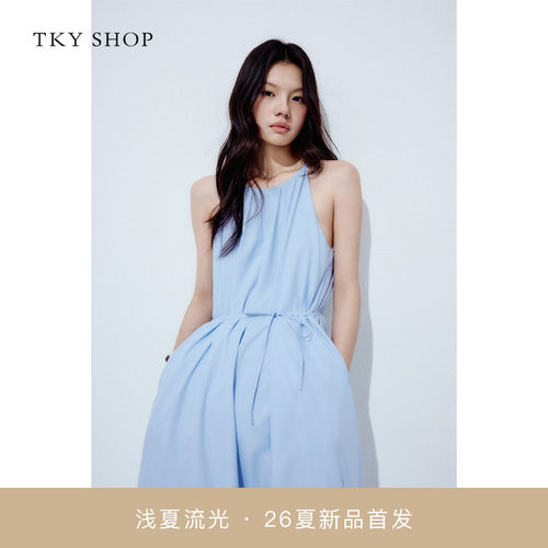 TKYSHOP度假风挂脖吊带连衣裙
