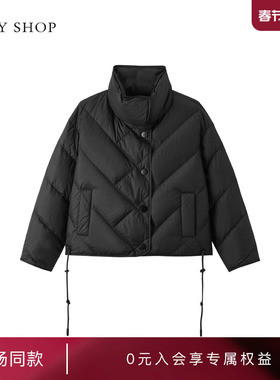 [商场同款]TKY SHOP黑色立领短款鹅绒服2025年冬新款10I1HA00D314