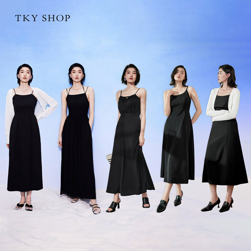 TKYSHOP高级感吊带小黑裙
