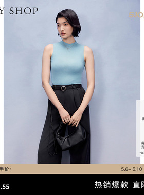TKY SHOP无袖针织上衣夏季新款外穿洋气背心内搭女蓝色好看休闲
