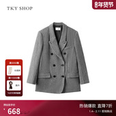 100%绵羊毛 TKY SHOP双排扣便西厚西装 女2025冬新款 外套气质通勤