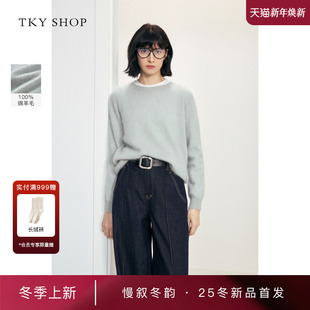 女2025冬新款 SHOP羊毛衫 TKY 圆领套头毛衣10I1MA03Q066 商场同款