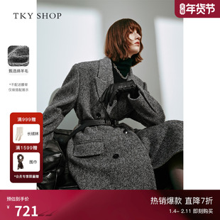 TKY SHOP高级感羊毛大衣女2025冬季新款气质毛呢外套西装式大衣女