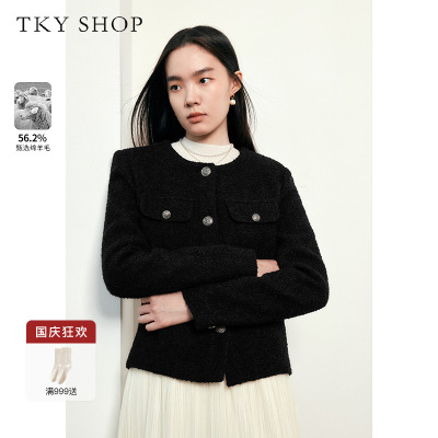 TKYSHOP圆领小香风短款外套
