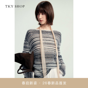 SHOP圆领渐变条纹毛套衫 商场同款 TKY 10J1MA02B014 女2026春新款