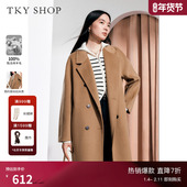 新款 双排扣毛呢外套女 SHOP经典 全羊毛大衣女冬季 100%绵羊毛 TKY