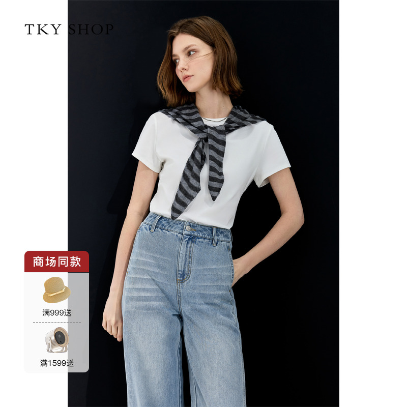 TKYSHOP白色圆领短袖T恤