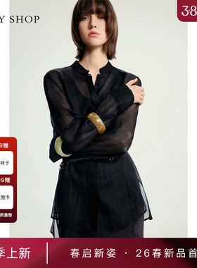 [商场同款]TKY SHOP真丝长袖衬衫女2026春新款薄上衣10J1KA06C017