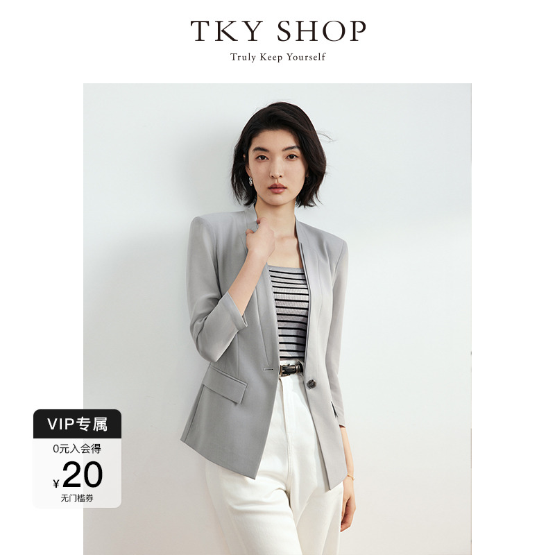 TKYSHOP时尚休闲V领西装外套