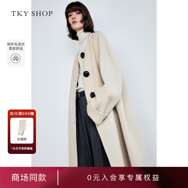 TKYSHOP宽松韩系呢大衣
