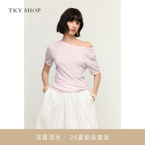 TKYSHOP斜肩线套衫女