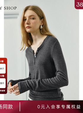 [商场同款]TKY SHOP假两件长袖T恤2025秋新款打底衫10I1NA03L033