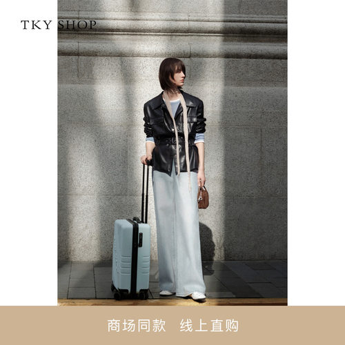 TKYSHOP翻领PU皮外套