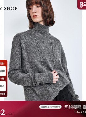 TKY SHOP高领针织衫女2025冬新款宽松毛衣慵懒高级感保暖宽松上衣