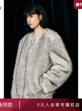 [商场同款]TKY SHOP短款仿皮草外套2025冬新款厚外套10I1DA04R079