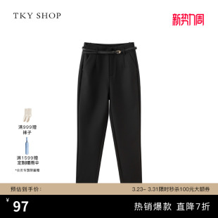 SHOP黑色时尚 高腰显瘦休闲长裤 小脚裤 新款 百搭时髦通勤 女夏季 TKY