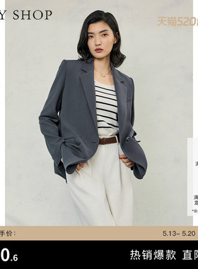 TKY SHOP简约长袖灰色便西女春秋新款西服通勤气质百搭西装外套
