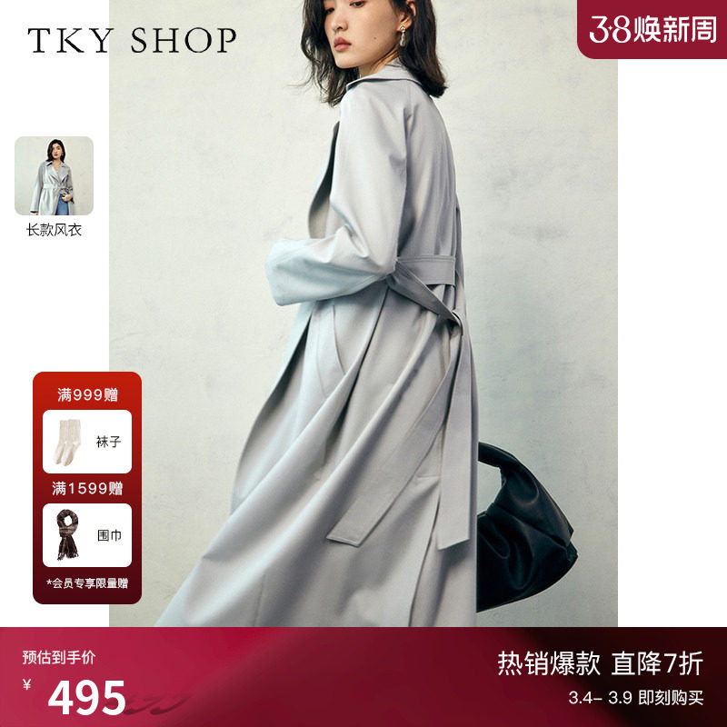 TKY SHOP长款时尚修身风衣高级感过膝长风衣女装外套显瘦百搭外套