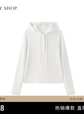 TKY SHOP半开襟休闲针织衫女春季长袖连帽卫衣小个子穿搭气质显瘦