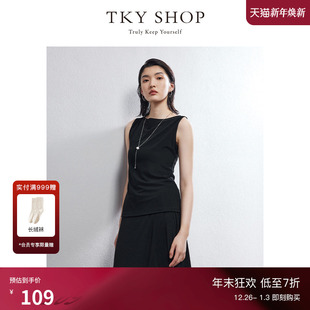修身 背心女春新款 显瘦薄上衣内搭 SHOP圆领醋酸无袖 TKY