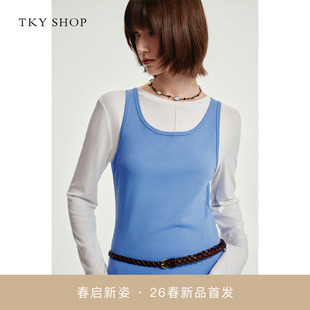 SHOP蓝色背心2026春新款 商场同款 TKY 吊带上衣10J1LA04B085 修身