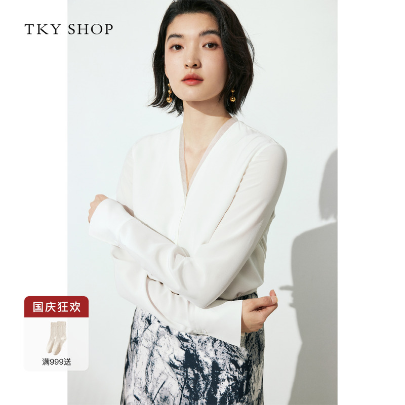 TKYSHOP长袖真丝衬衫女