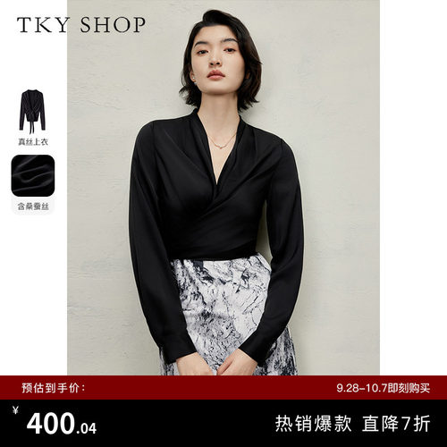 TKYSHOP真丝系带上衣