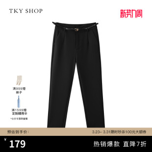 春夏显瘦休闲裤 百搭女式 修身 小直筒女裤 TKY 黑色小脚裤 SHOP小黑裤