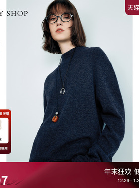 [100%山羊绒]TKY SHOP半高领羊绒衫女2025冬季新款慵懒高级感毛衣