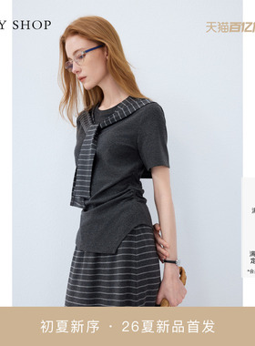 [商场同款]TKY SHOP披肩短袖T恤女2026春新款薄上衣10J1NA01E064
