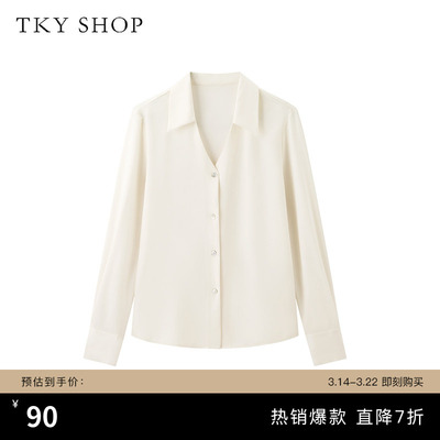 TKYSHOP休闲小翻领短袖衬衫上衣