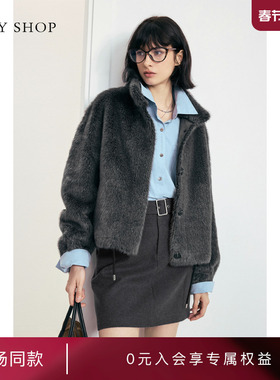 [商场同款]TKY SHOP立领毛毛厚外套保暖2025冬新款10I1DA06T098