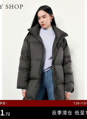 TKYSHOP宽松长款立领鹅绒服