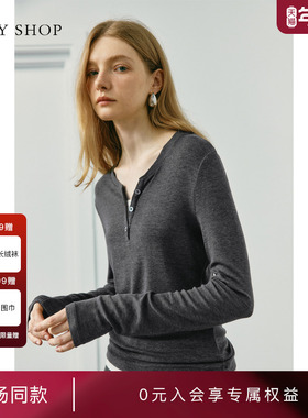 [商场同款]TKY SHOP假两件长袖T恤2025秋新款打底衫10I1NA03L033