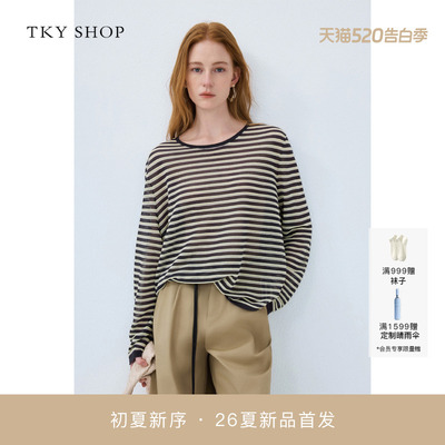 TKYSHOP圆领长袖薄针织衫