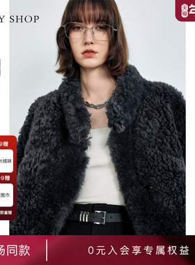 [商场同款]TKY SHOP皮毛一体羊毛短外套24冬新款皮草10H1IA09V078