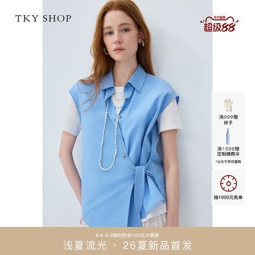 TKYSHOP衬衫领无袖薄上衣