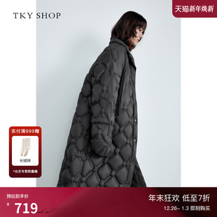 灰色羽绒外套冬新款 立领羽绒服女中长款 宽松鸭绒服女 SHOP时尚 TKY