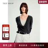 商场同款 TKY SHOP荡领假两件羊毛衫 2026春新款 毛衣10J1MA03B076