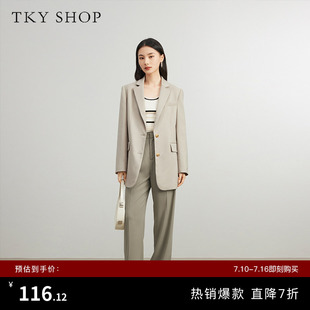 TKY SHOP通勤时尚便西女装职业装早春新款韩系简约单排扣西装外套