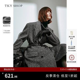 [反季专区]TKY SHOP高级感羊毛大衣女气质毛呢外套西装式大衣女